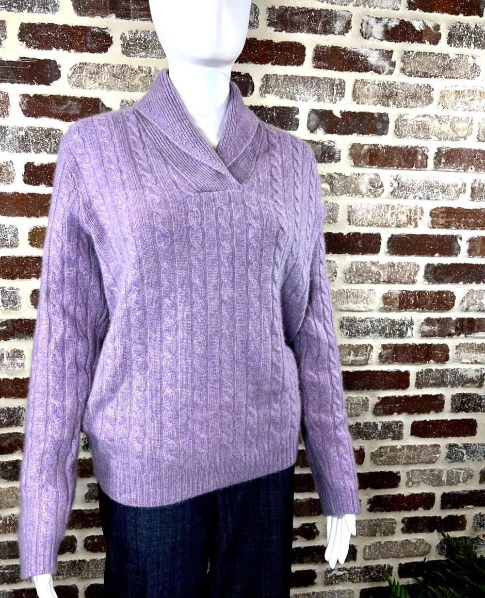 Lauren Ralph Lauren NWOT 100% Cashmere Cable Knit Purple Sweater Women's L